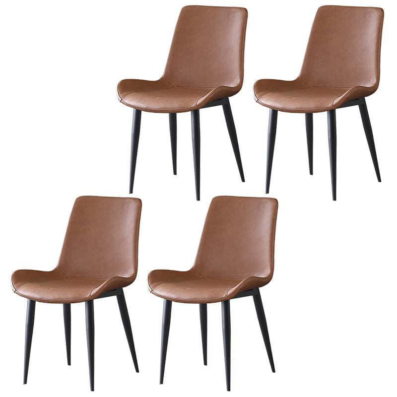Leather Contemporary Restaurant Side Chair Parsons Matte Finish Dining Chair