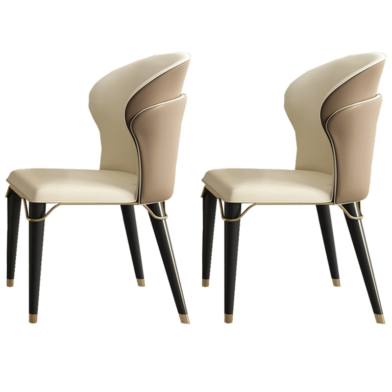 Minimalist Style Leather Dining Side Chairs Wingback Armless Chairs for Home Use