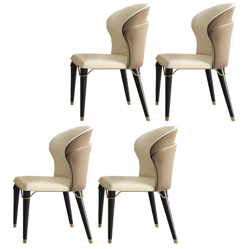 Minimalist Style Leather Dining Side Chairs Wingback Armless Chairs for Home Use