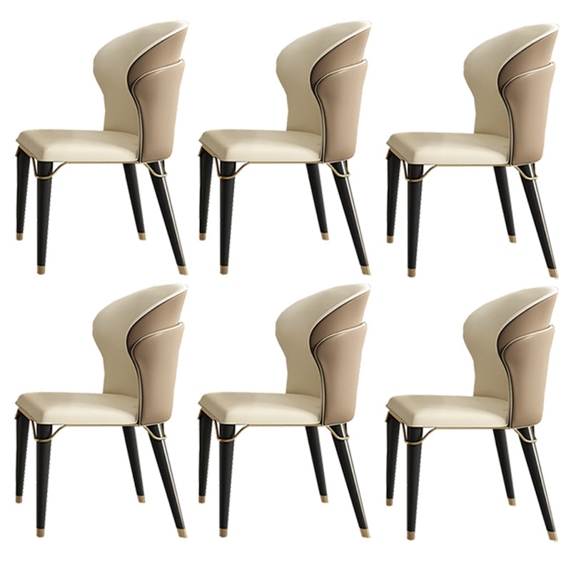 Minimalist Style Leather Dining Side Chairs Wingback Armless Chairs for Home Use
