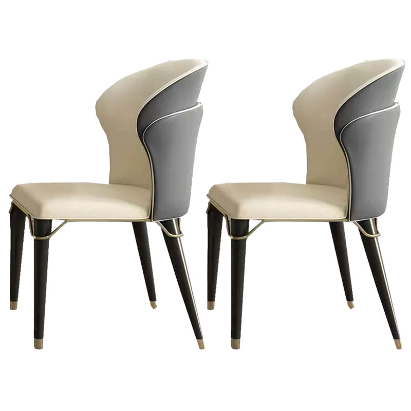 Minimalist Style Leather Dining Side Chairs Wingback Armless Chairs for Home Use