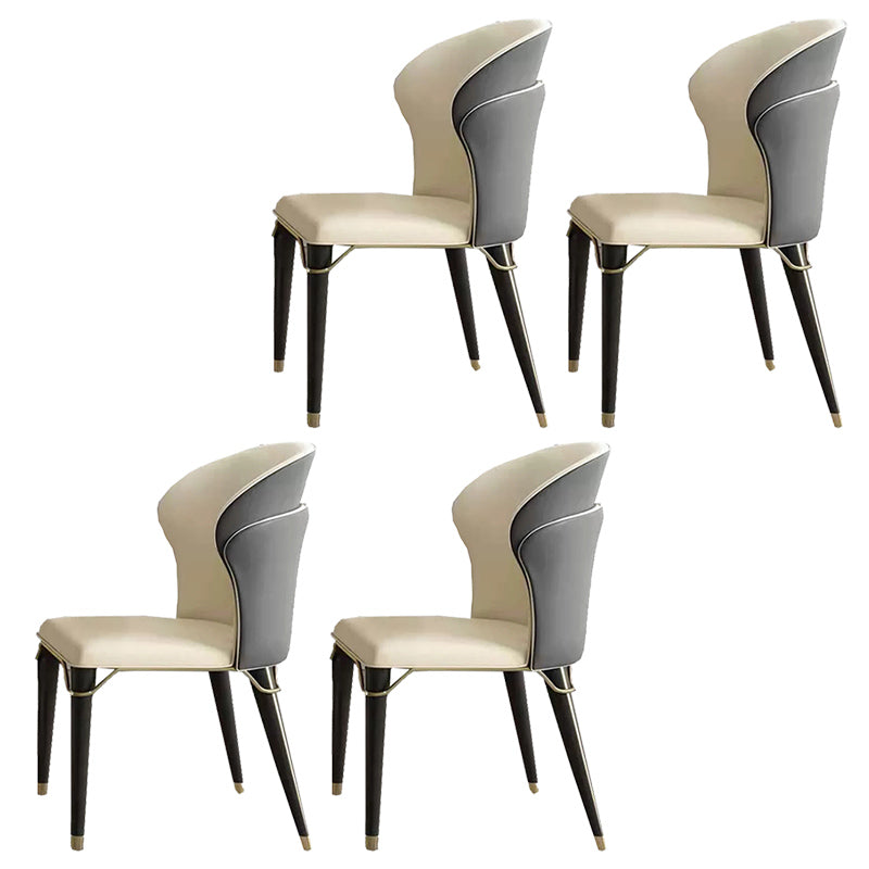 Minimalist Style Leather Dining Side Chairs Wingback Armless Chairs for Home Use