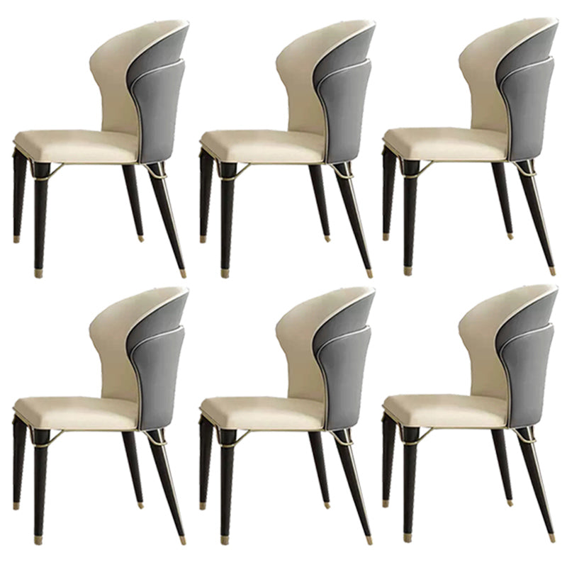Minimalist Style Leather Dining Side Chairs Wingback Armless Chairs for Home Use