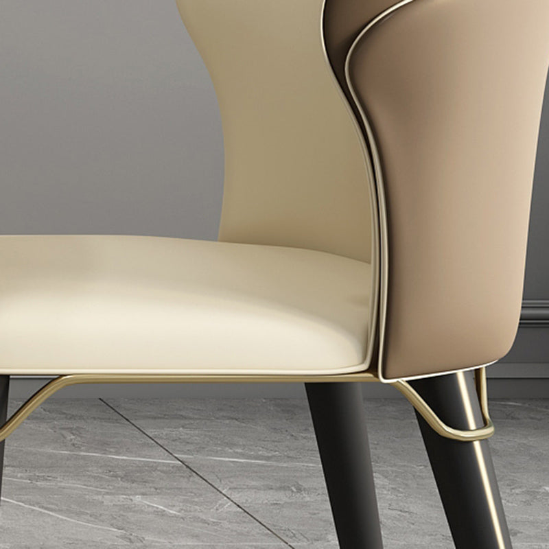 Minimalist Style Leather Dining Side Chairs Wingback Armless Chairs for Home Use