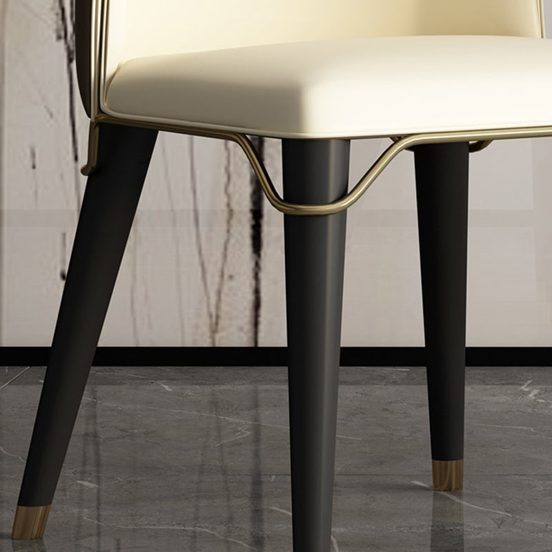 Minimalist Style Leather Dining Side Chairs Wingback Armless Chairs for Home Use