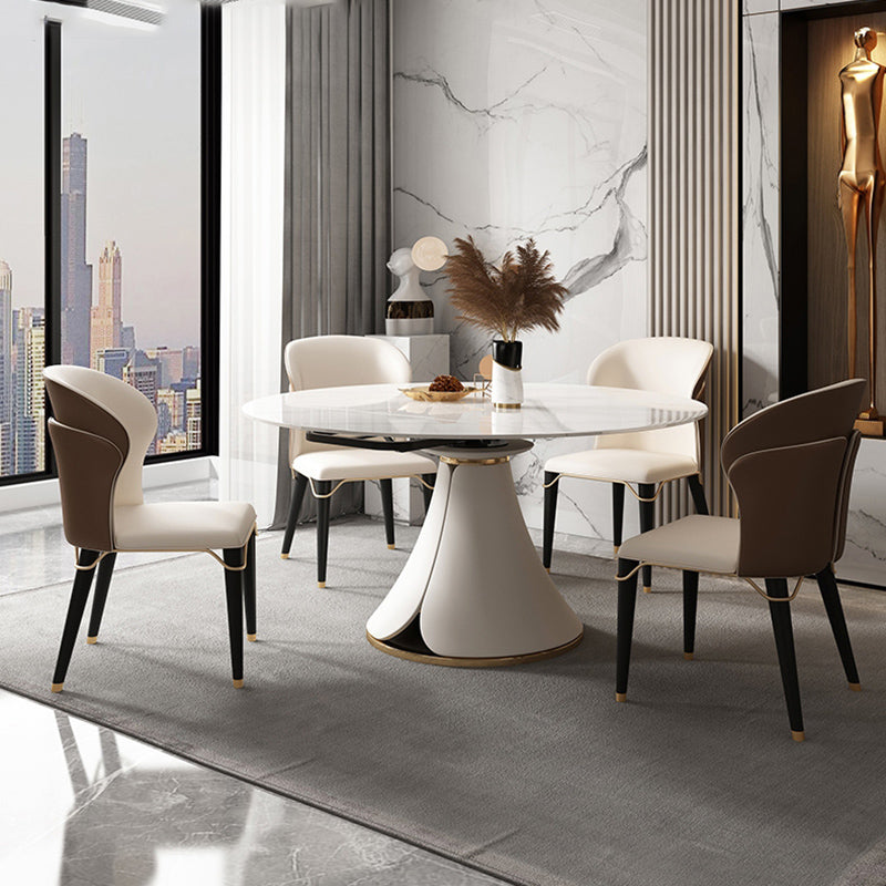 Minimalist Style Leather Dining Side Chairs Wingback Armless Chairs for Home Use