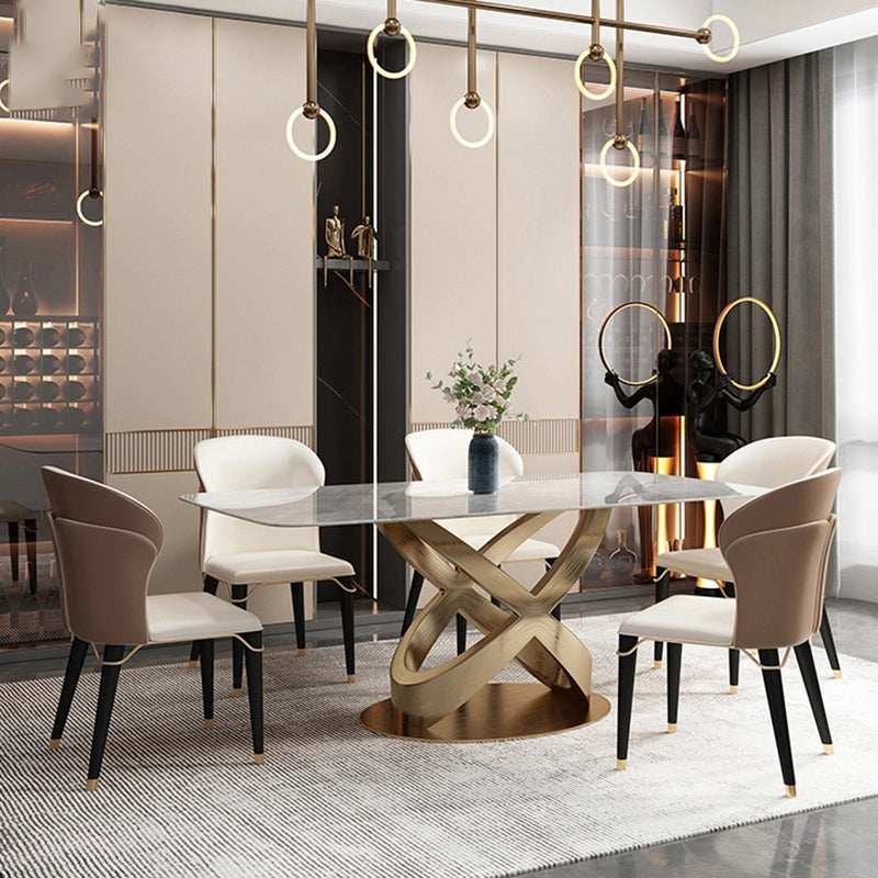 Minimalist Style Leather Dining Side Chairs Wingback Armless Chairs for Home Use