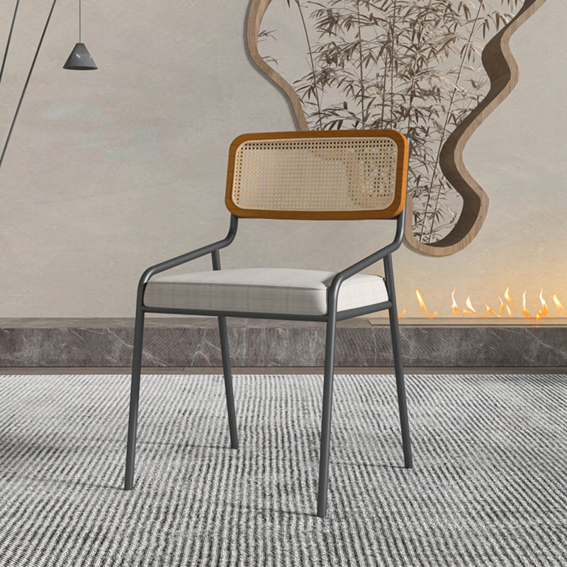 Industrial Style Linen Fabric Dining Chairs Open Back Dining Side Chairs