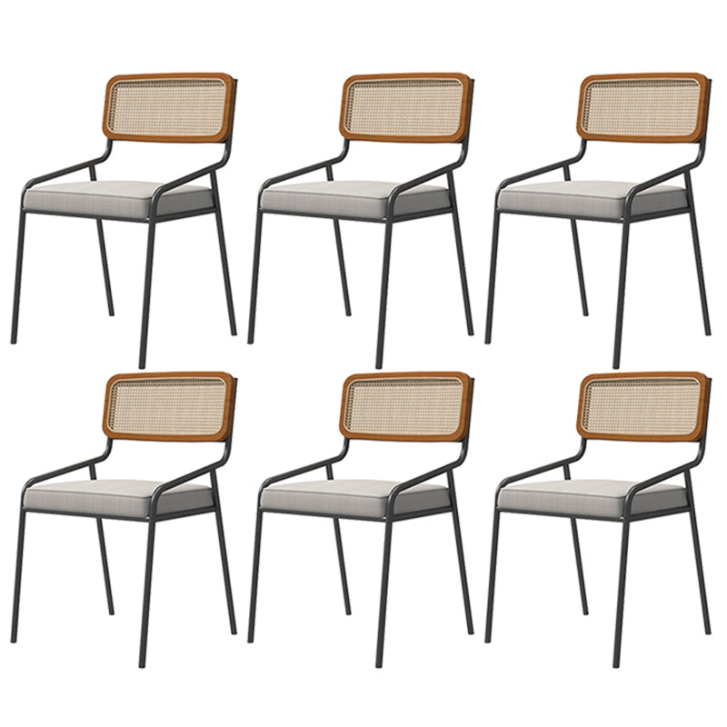 Industrial Style Linen Fabric Dining Chairs Open Back Dining Side Chairs