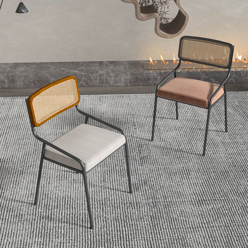 Industrial Style Linen Fabric Dining Chairs Open Back Dining Side Chairs