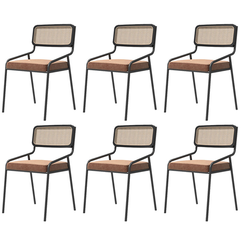 Industrial Style Linen Fabric Dining Chairs Open Back Dining Side Chairs