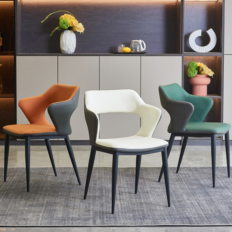 Contemporary Style Metal Dining Chairs Open Back Side Chairs for Kitchen