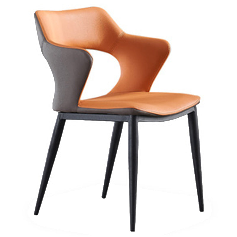 Contemporary Style Metal Dining Chairs Open Back Side Chairs for Kitchen