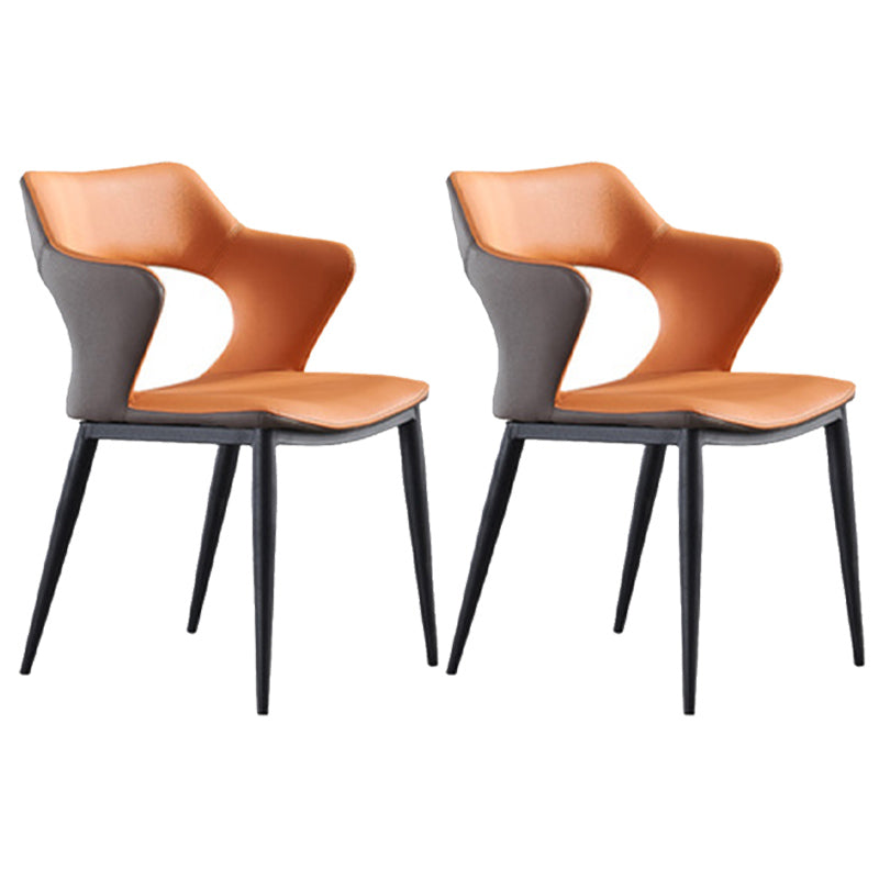 Contemporary Style Metal Dining Chairs Open Back Side Chairs for Kitchen
