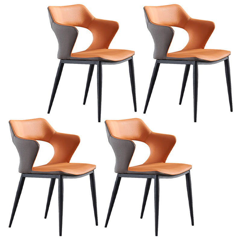 Contemporary Style Metal Dining Chairs Open Back Side Chairs for Kitchen