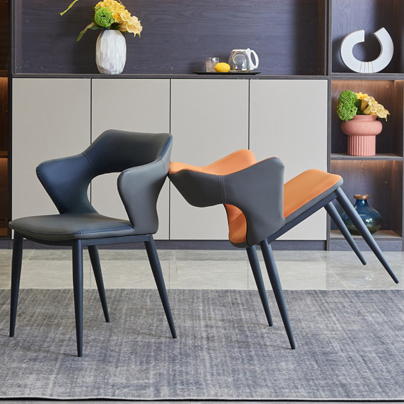 Contemporary Style Metal Dining Chairs Open Back Side Chairs for Kitchen
