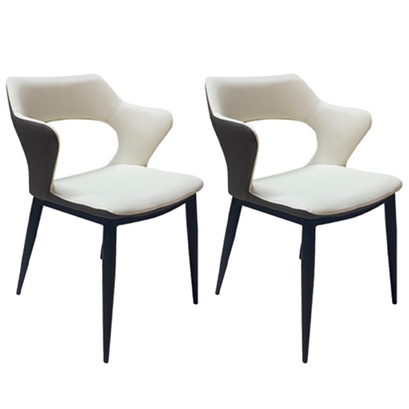 Contemporary Style Metal Dining Chairs Open Back Side Chairs for Kitchen
