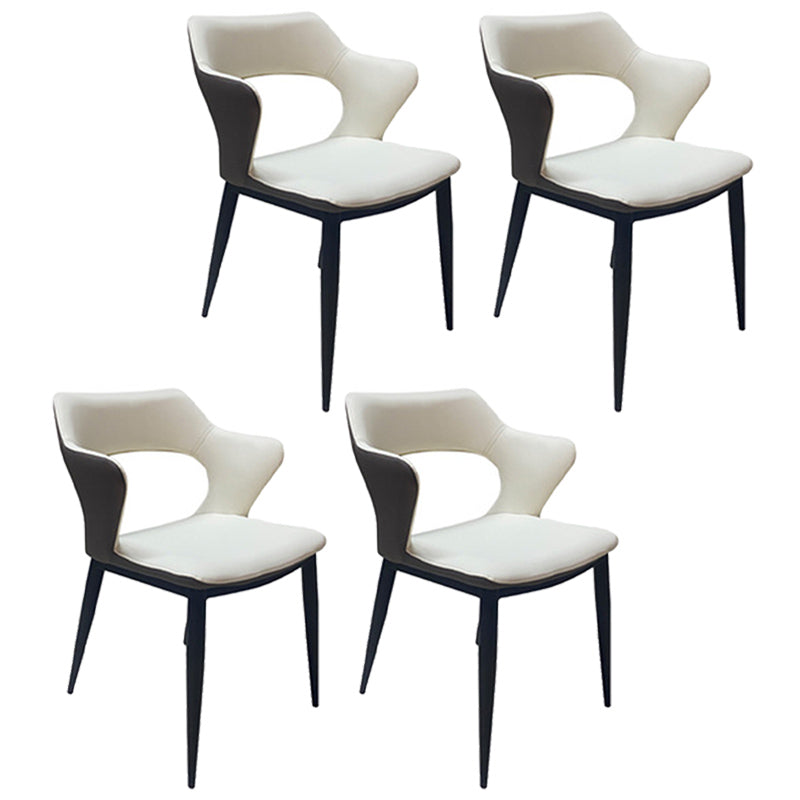 Contemporary Style Metal Dining Chairs Open Back Side Chairs for Kitchen