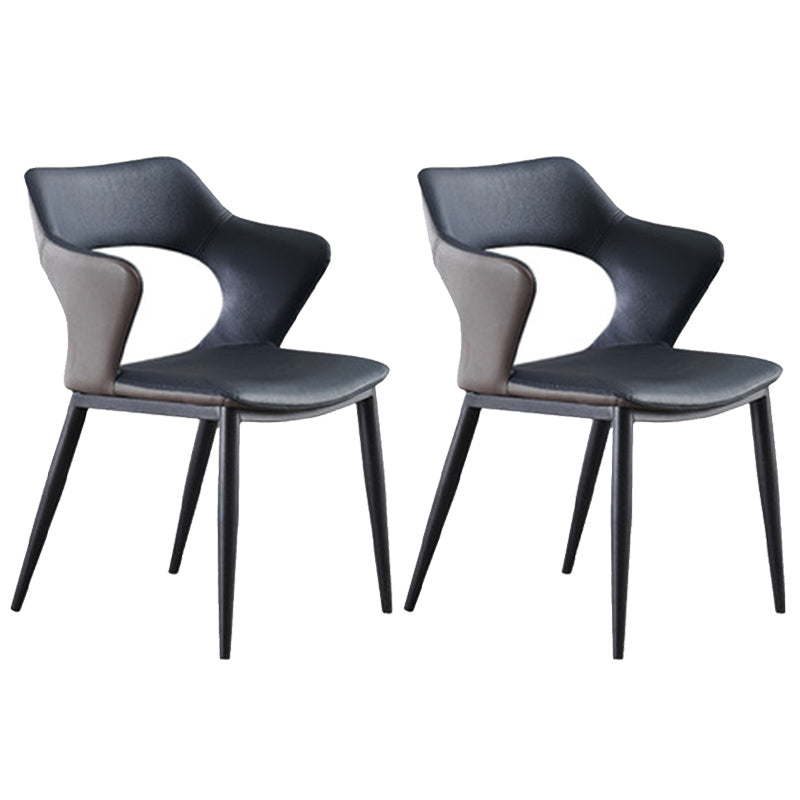 Contemporary Style Metal Dining Chairs Open Back Side Chairs for Kitchen