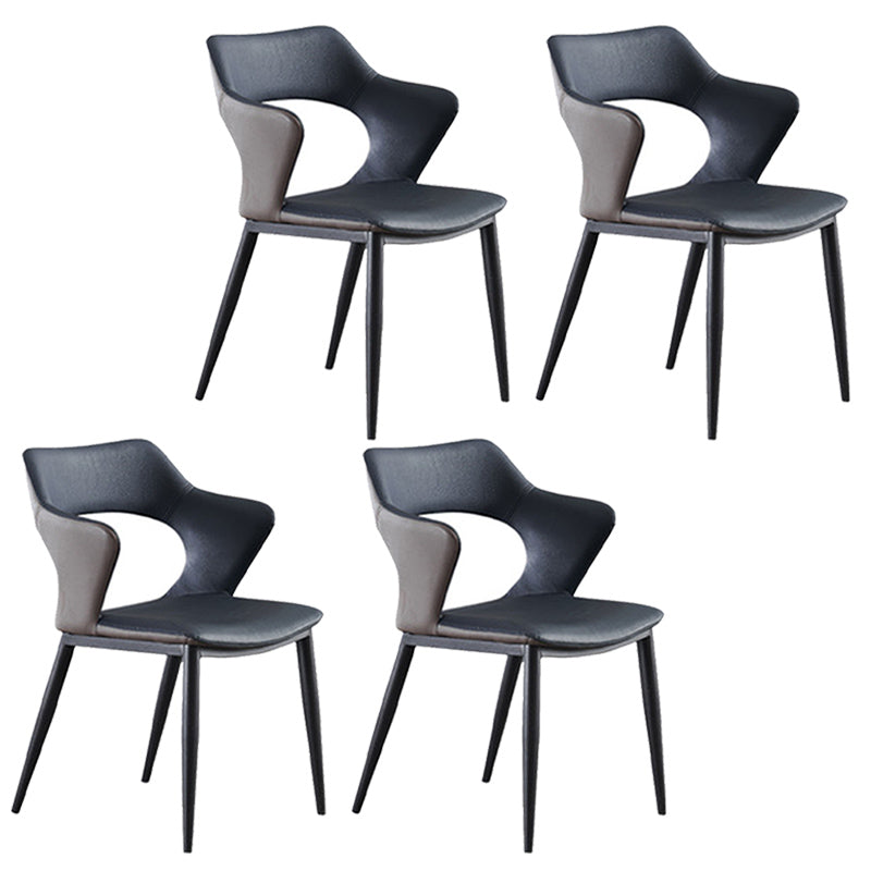 Contemporary Style Metal Dining Chairs Open Back Side Chairs for Kitchen
