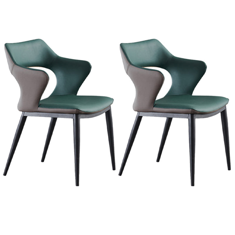 Contemporary Style Metal Dining Chairs Open Back Side Chairs for Kitchen
