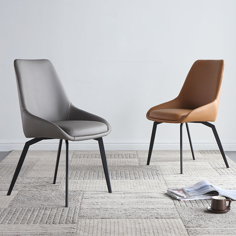 Contemporary Style Leather Chair Armless Parsons Chair with Metal Legs for Kitchen