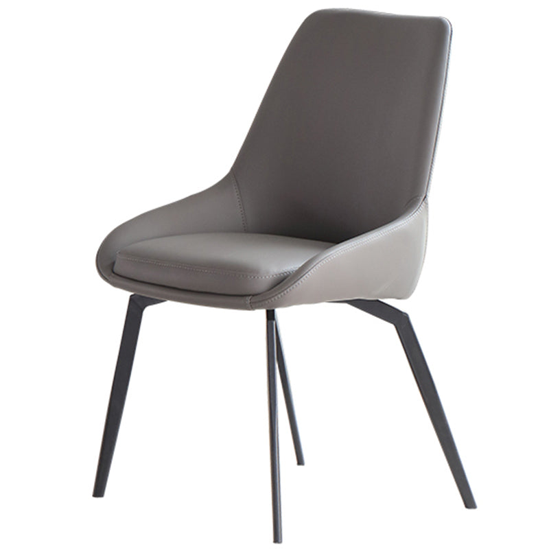 Chaise Parsons sans accoudoirs en cuir de style contemporain avec pieds en métal pour cuisine