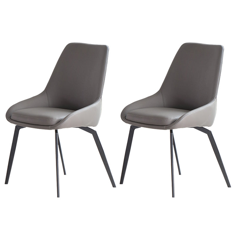 Contemporary Style Leather Chair Armless Parsons Chair with Metal Legs for Kitchen
