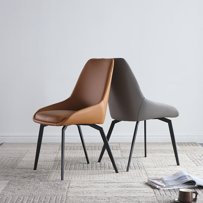 Contemporary Style Leather Chair Armless Parsons Chair with Metal Legs for Kitchen