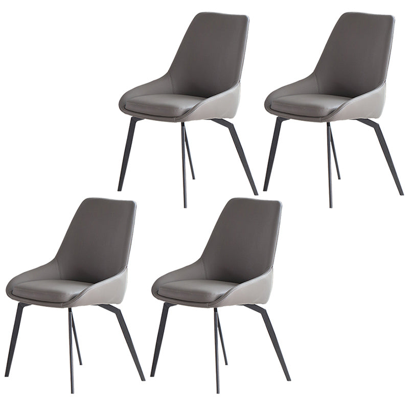 Contemporary Style Leather Chair Armless Parsons Chair with Metal Legs for Kitchen