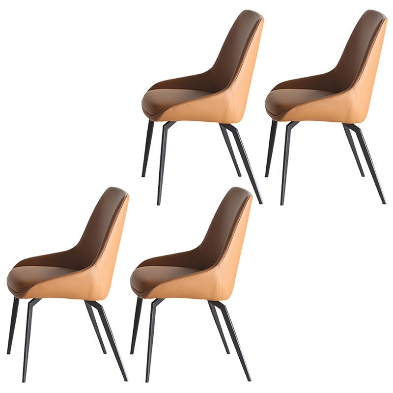 Contemporary Style Leather Chair Armless Parsons Chair with Metal Legs for Kitchen