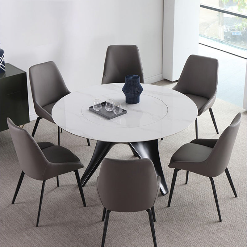 Contemporary Style Leather Chair Armless Parsons Chair with Metal Legs for Kitchen