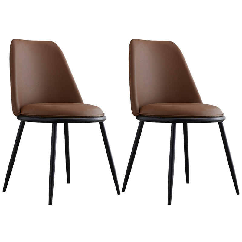 Leather Scandinavian Restaurant Side Chair Parsons Matte Finish Dining Chair