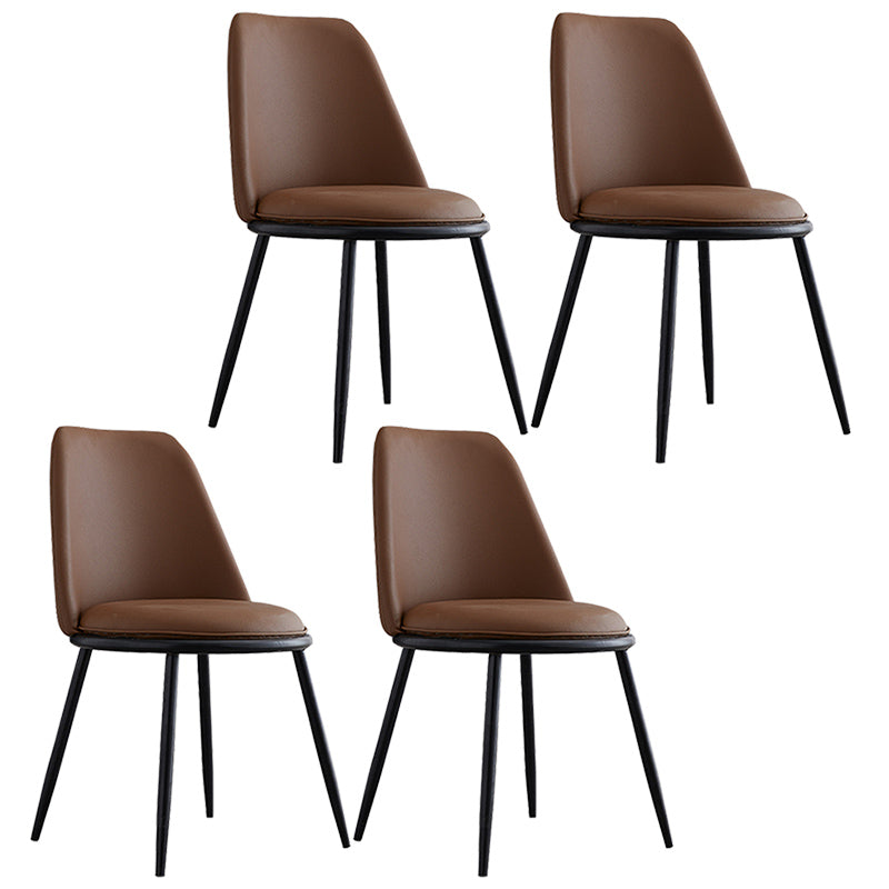 Leather Scandinavian Restaurant Side Chair Parsons Matte Finish Dining Chair