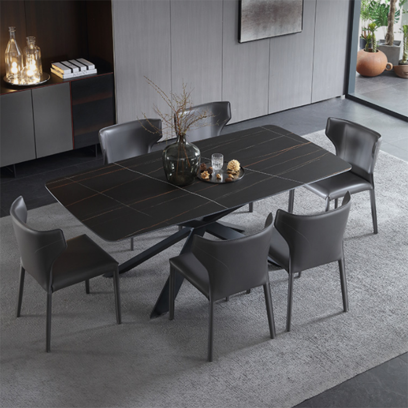 Modern Style Wingback Dining Side Chair Leather Dining Armless Chair for Home Use