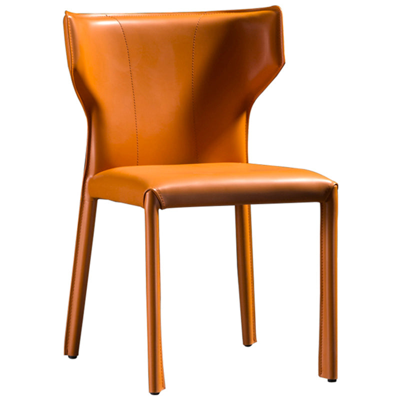 Modern Style Wingback Dining Side Chair Leather Dining Armless Chair for Home Use