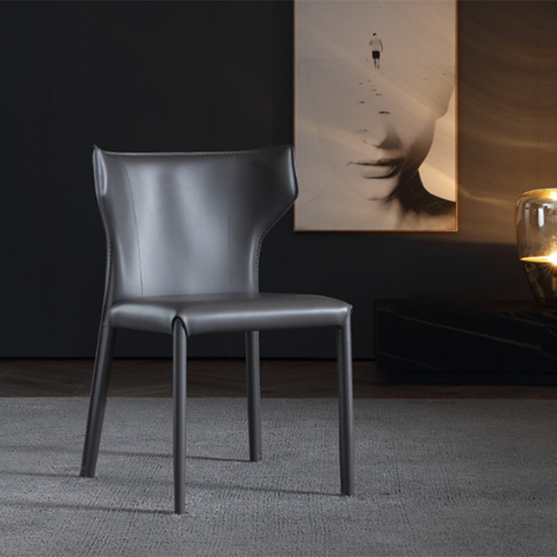 Modern Style Wingback Dining Side Chair Leather Dining Armless Chair for Home Use
