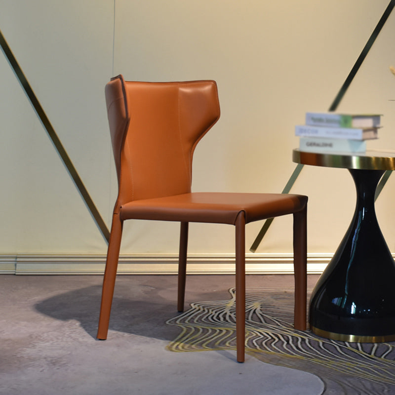 Modern Style Wingback Dining Side Chair Leather Dining Armless Chair for Home Use