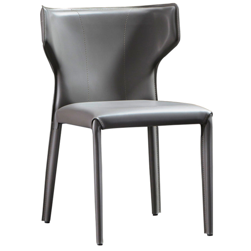 Modern Style Wingback Dining Side Chair Leather Dining Armless Chair for Home Use