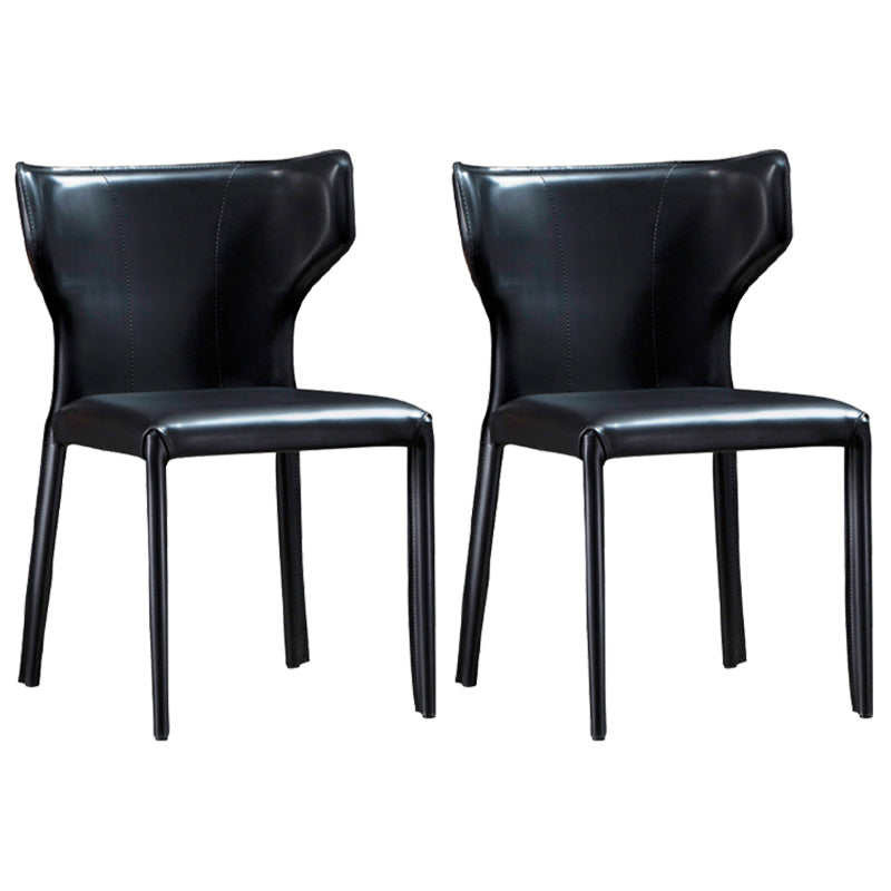 Modern Style Wingback Dining Side Chair Leather Dining Armless Chair for Home Use