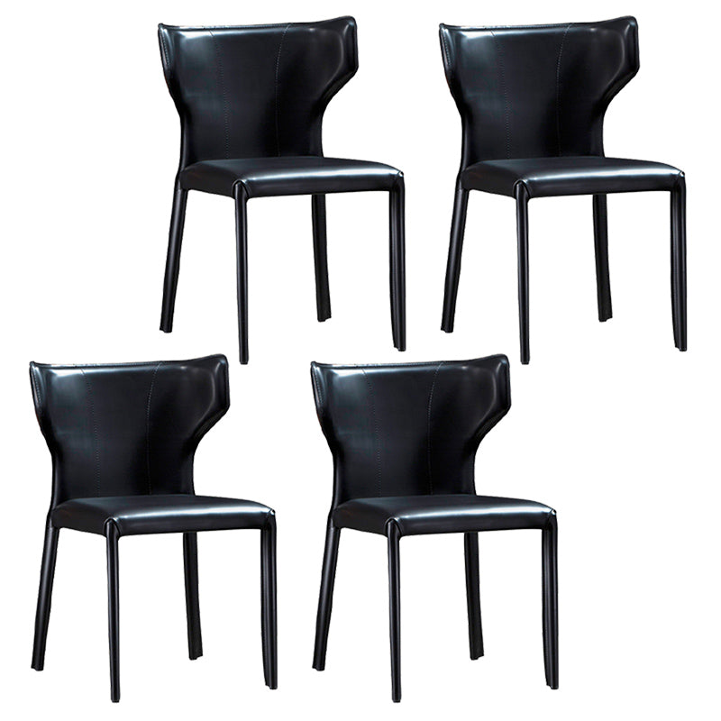 Modern Style Wingback Dining Side Chair Leather Dining Armless Chair for Home Use