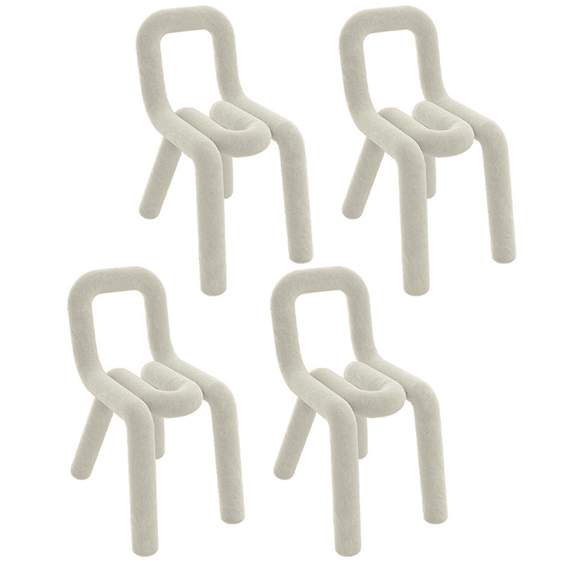 Samt-Designer-Wohnzimmer-Beistellstuhl, farbenfroher offener Esszimmerstuhl