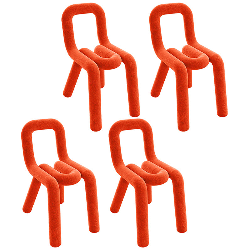 Samt-Designer-Wohnzimmer-Beistellstuhl, farbenfroher offener Esszimmerstuhl
