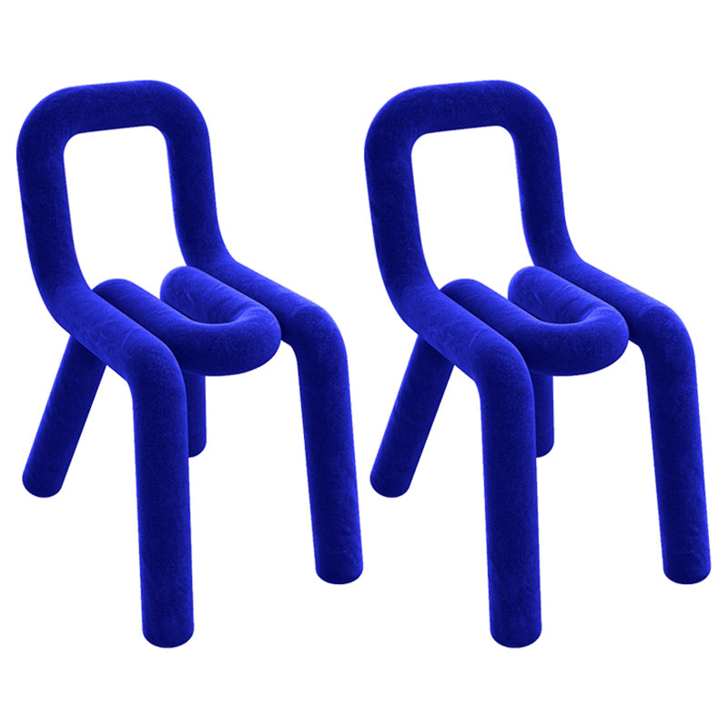 Samt-Designer-Wohnzimmer-Beistellstuhl, farbenfroher offener Esszimmerstuhl