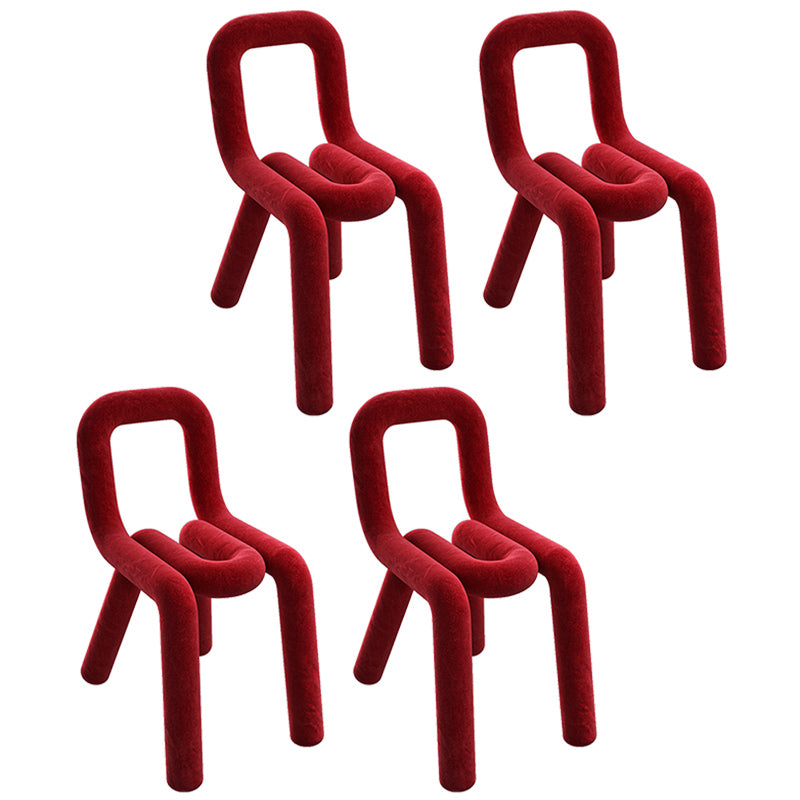 Samt-Designer-Wohnzimmer-Beistellstuhl, farbenfroher offener Esszimmerstuhl
