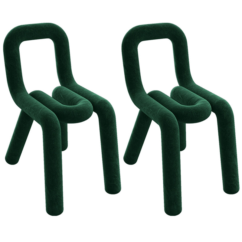 Samt-Designer-Wohnzimmer-Beistellstuhl, farbenfroher offener Esszimmerstuhl