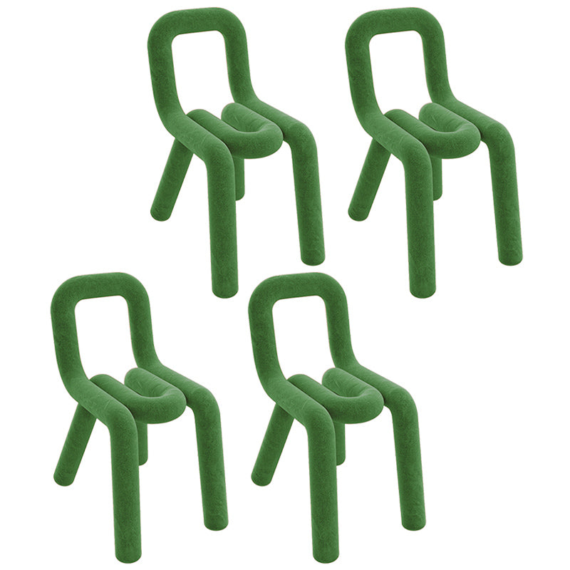 Samt-Designer-Wohnzimmer-Beistellstuhl, farbenfroher offener Esszimmerstuhl