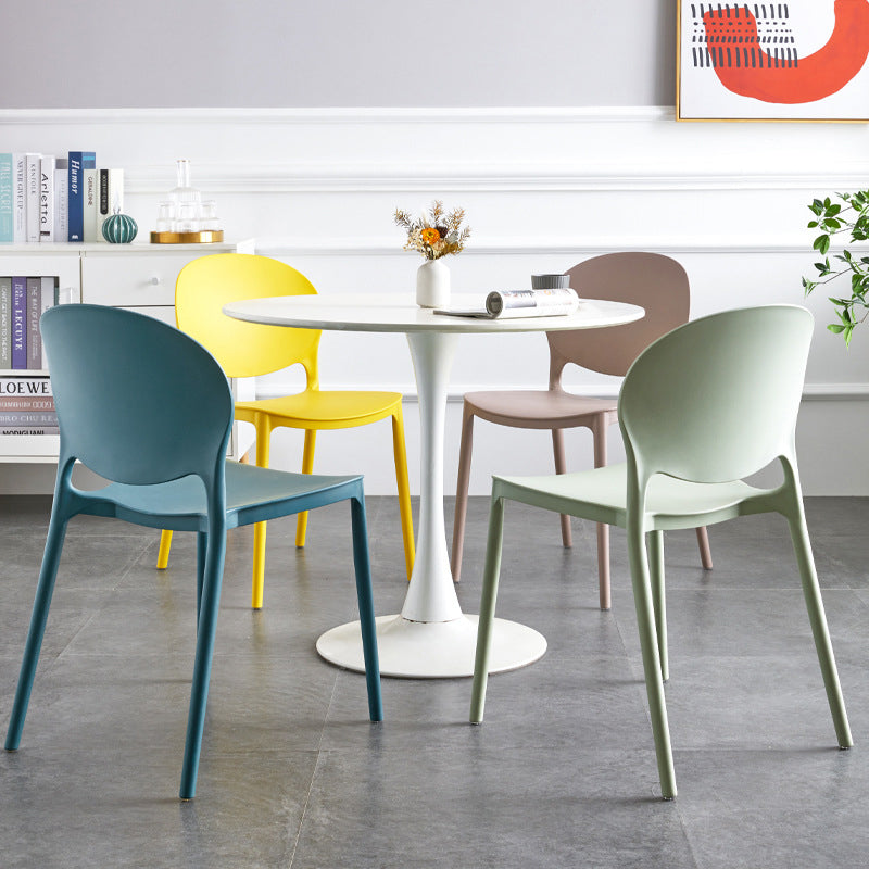European Glam Style Plastic Chair Kitchen Dining Room Open Back Side Chairs