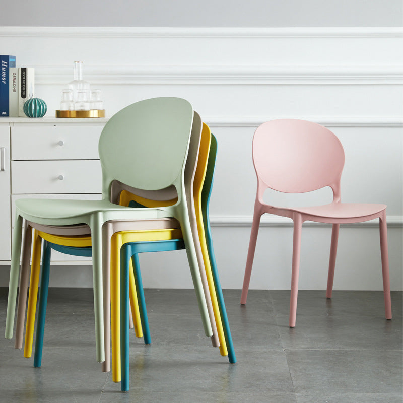 European Glam Style Plastic Chair Kitchen Dining Room Open Back Side Chairs
