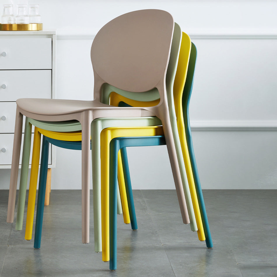 European Glam Style Plastic Chair Kitchen Dining Room Open Back Side Chairs